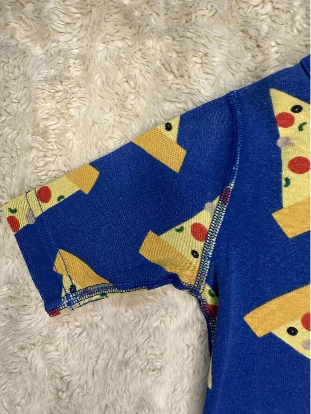 Hanna Andersson pizza print pajama top Size 6-7 organic cotton blue retro kawaii - Picture 3 of 4